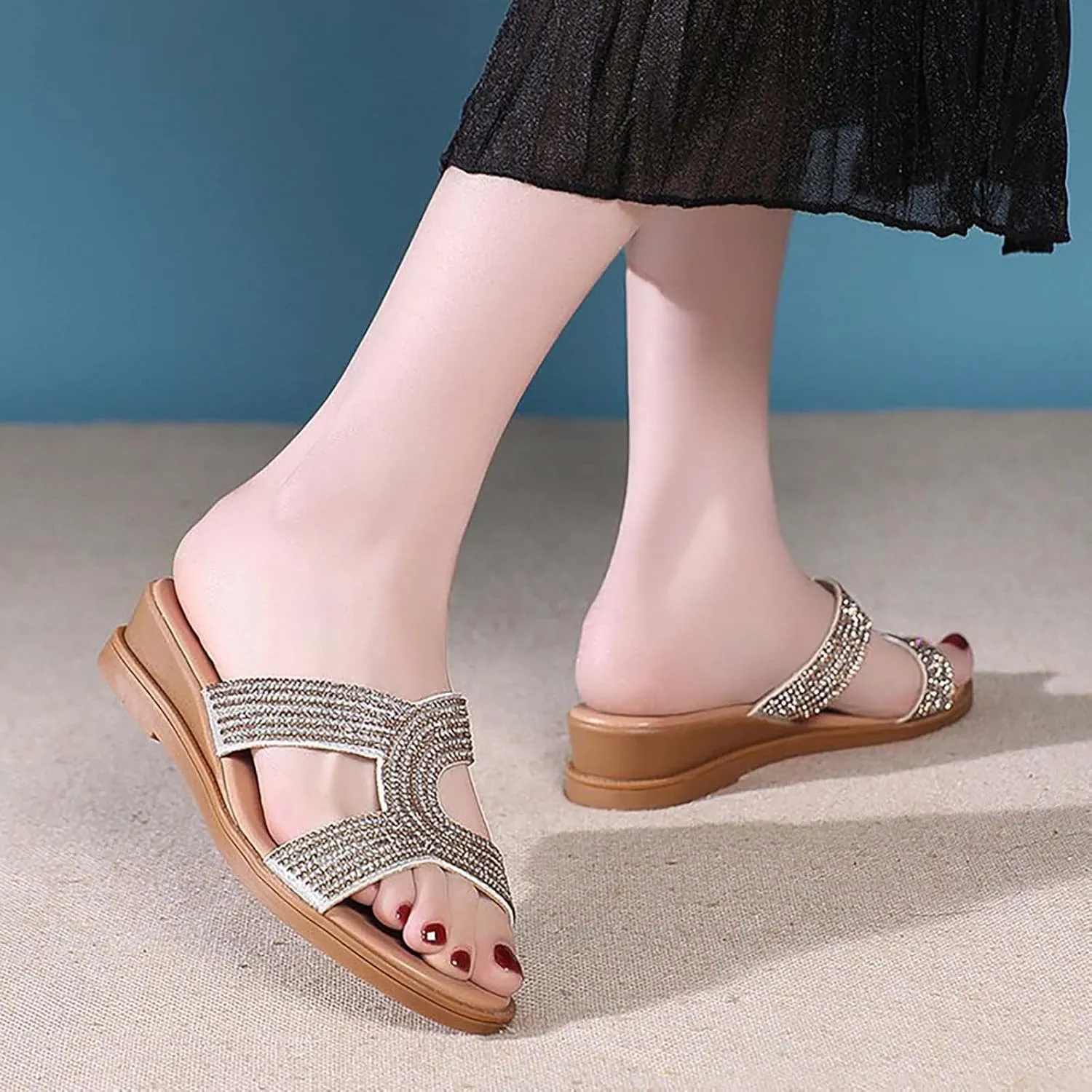 Womens Spring Dressy Slide Sandals Memory Foam Breathable Comfortable Summer Beach Fashion Lightweight Casual Outdoor Flip Flops With Arch Support Orthopedic Shoes for Women