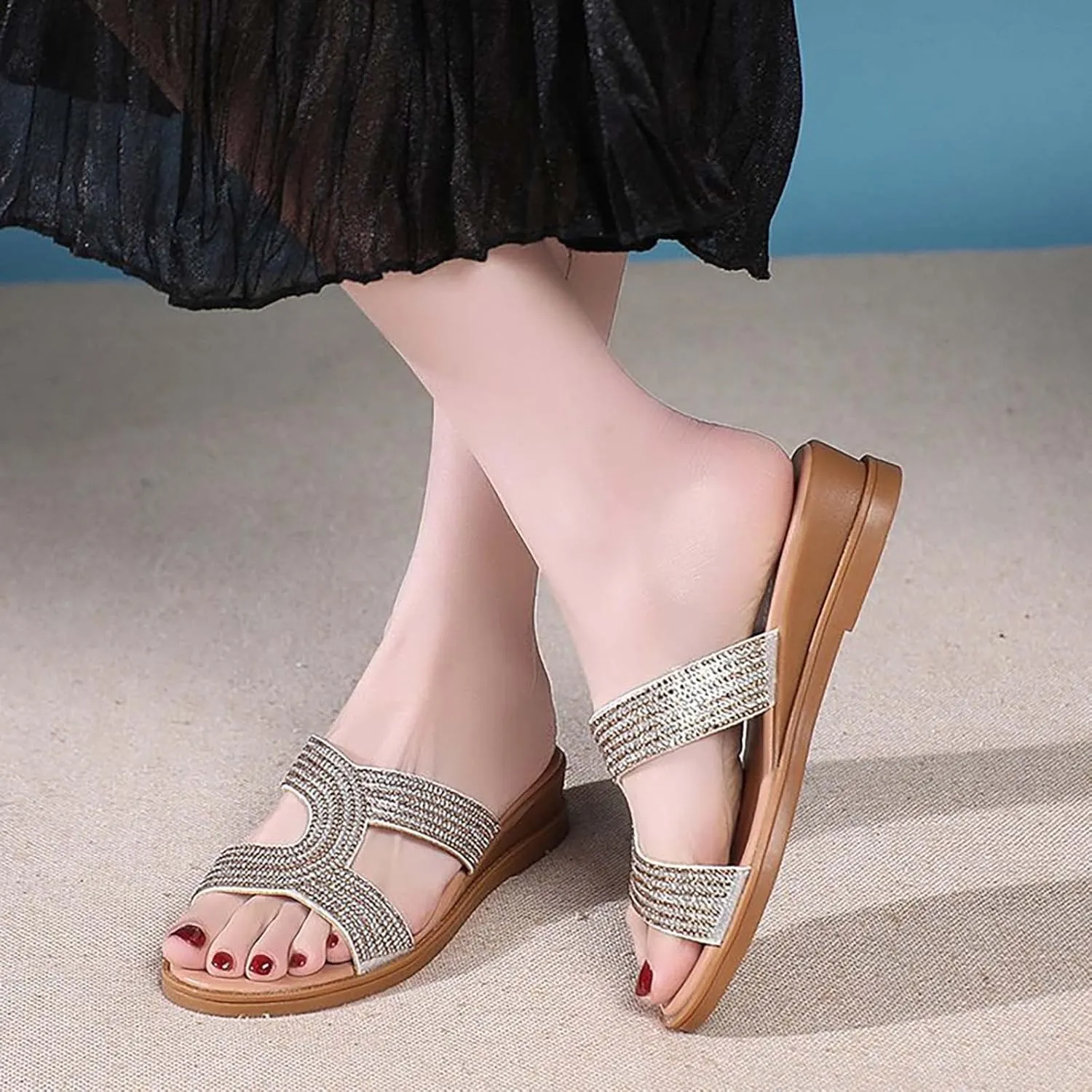 Womens Spring Dressy Slide Sandals Memory Foam Breathable Comfortable Summer Beach Fashion Lightweight Casual Outdoor Flip Flops With Arch Support Orthopedic Shoes for Women