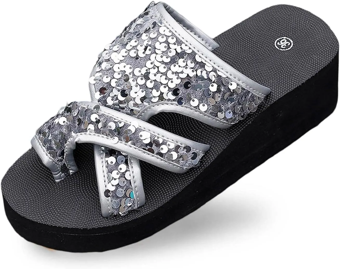 Women's Summer Fashion Cloth Flip Flops Outdoor Casual Comfortable Beach Slippers Short Heels