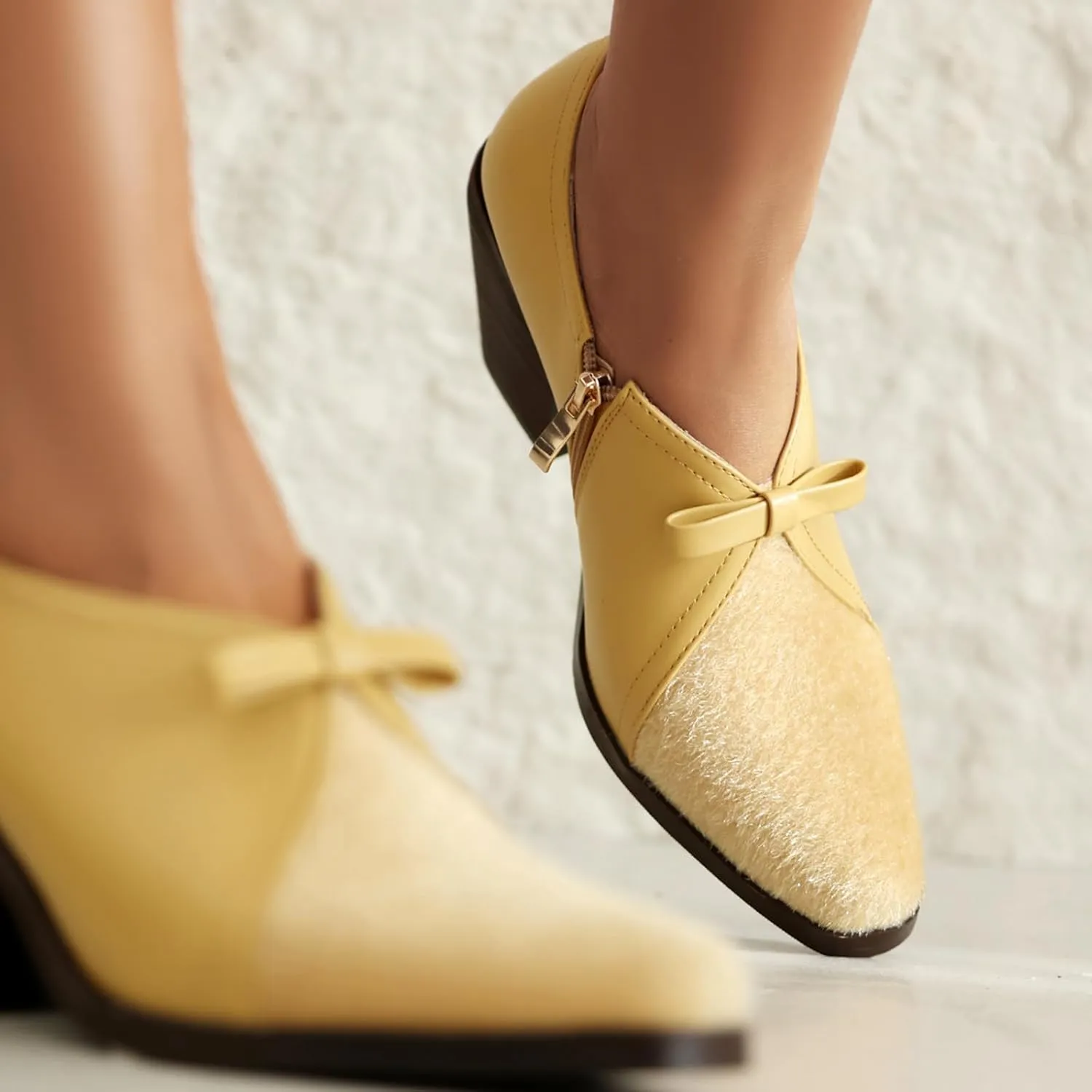 Women's Vintage Stacked Heel Oxfords Wingtip Side Zipper High Heel Brogue Pumps Shoes for Women