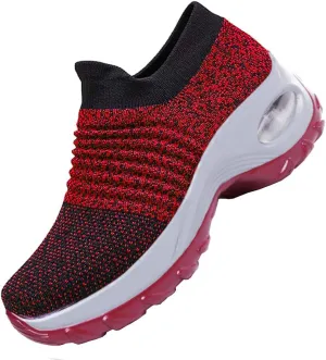 Women's Walking Shoes Breathable Mesh Sneakers Slip On Lightweight Work Shoes Knit Nurse Shoes Air Cushion Gym Modern Dance Shoes