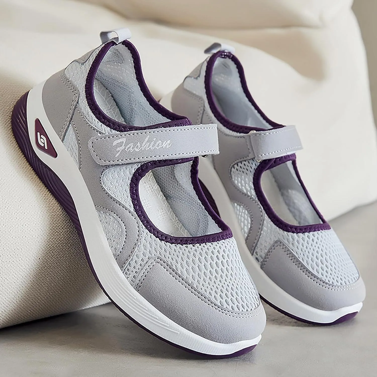 Womens Walking Shoes Casual Breathable Closed Toe Mesh Hollow Out Outdoor Sport Sneakers Summer Lightweight Comfortable Non-Slip Soft Sole Wedge Footwear