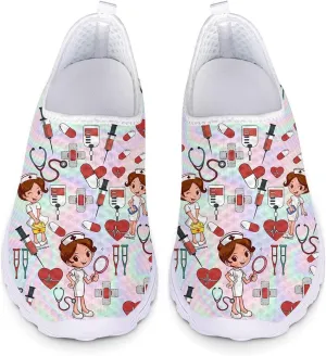 Womens Walking Tennis Medical Nurse Shoes Slip On Loafers Lightweight Casual Sneakers for Gym Travel Work