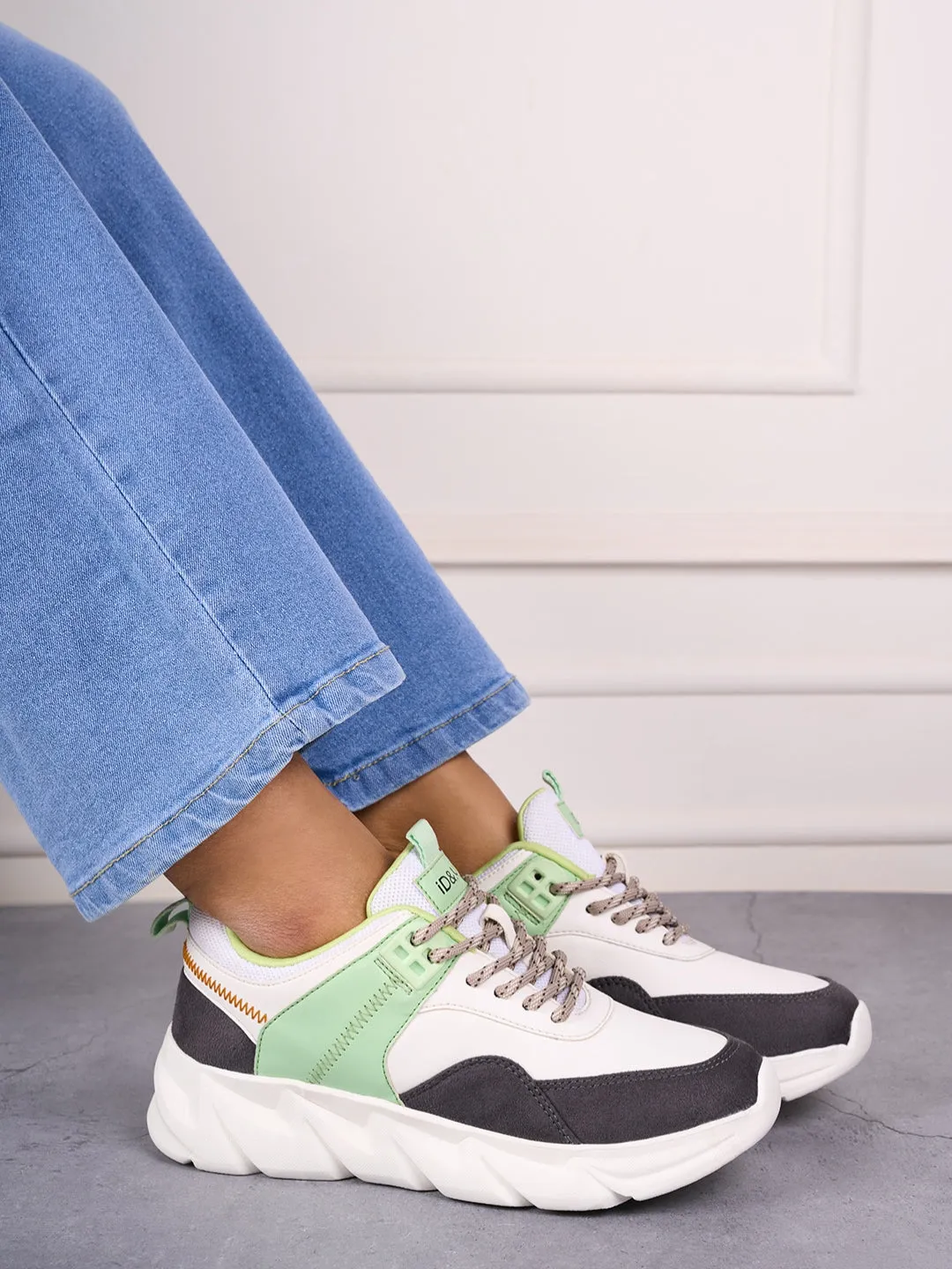 Women's White/Grey All Seasons Wearing Sneakers (IU1005)