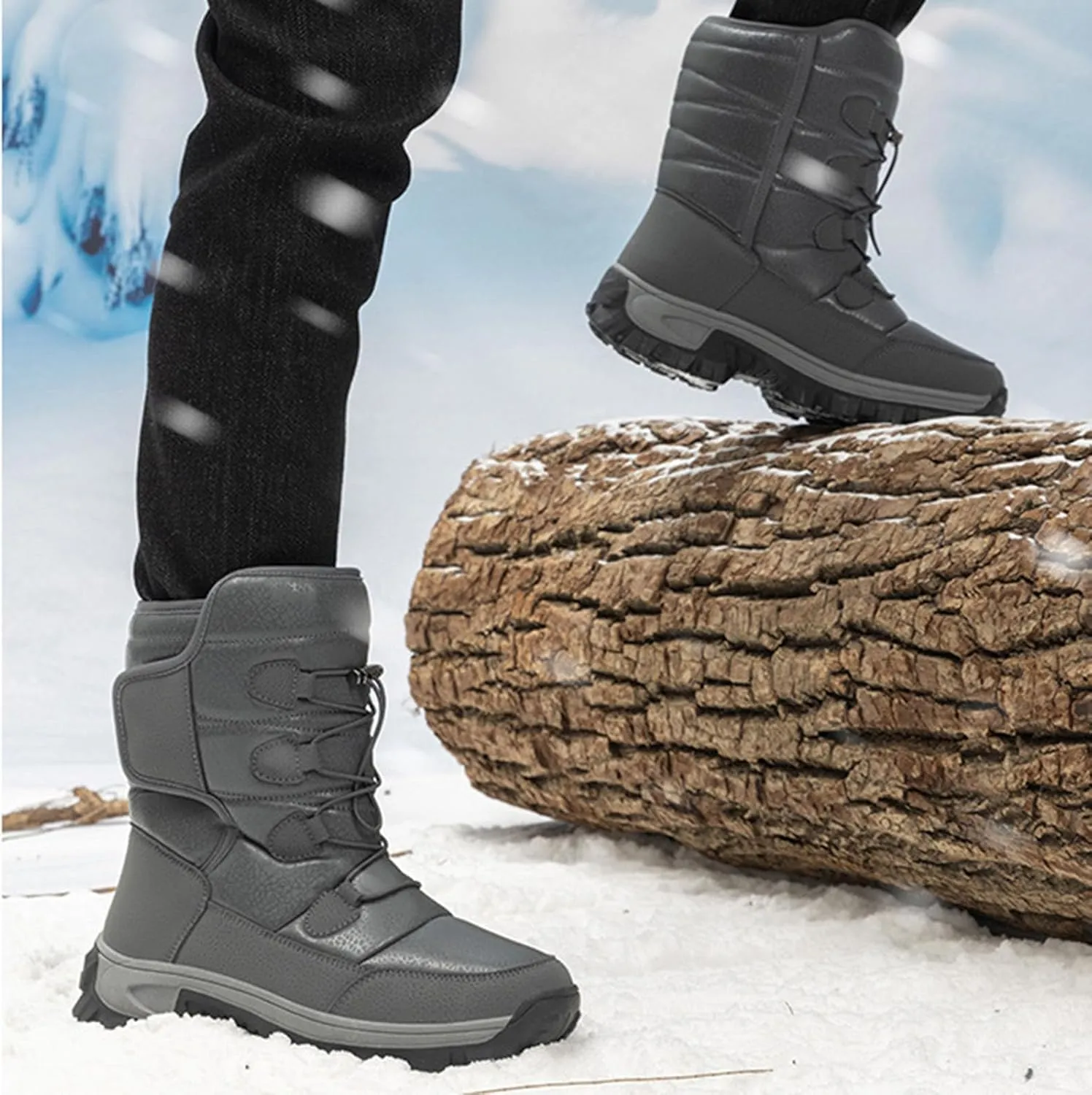 Womens Winter Snow Boots Waterproof Shoes Comfortable Hiking Tennis Booties Furry Mid Calf Fur Lined Winter Boots
