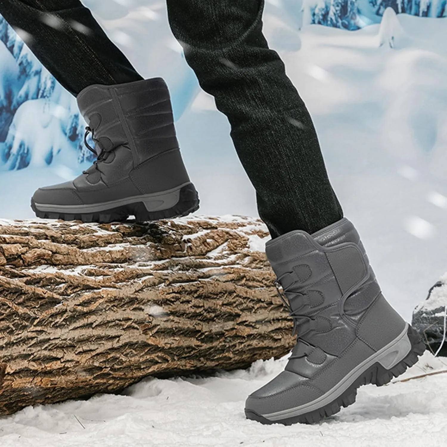 Womens Winter Snow Boots Waterproof Shoes Comfortable Hiking Tennis Booties Furry Mid Calf Fur Lined Winter Boots