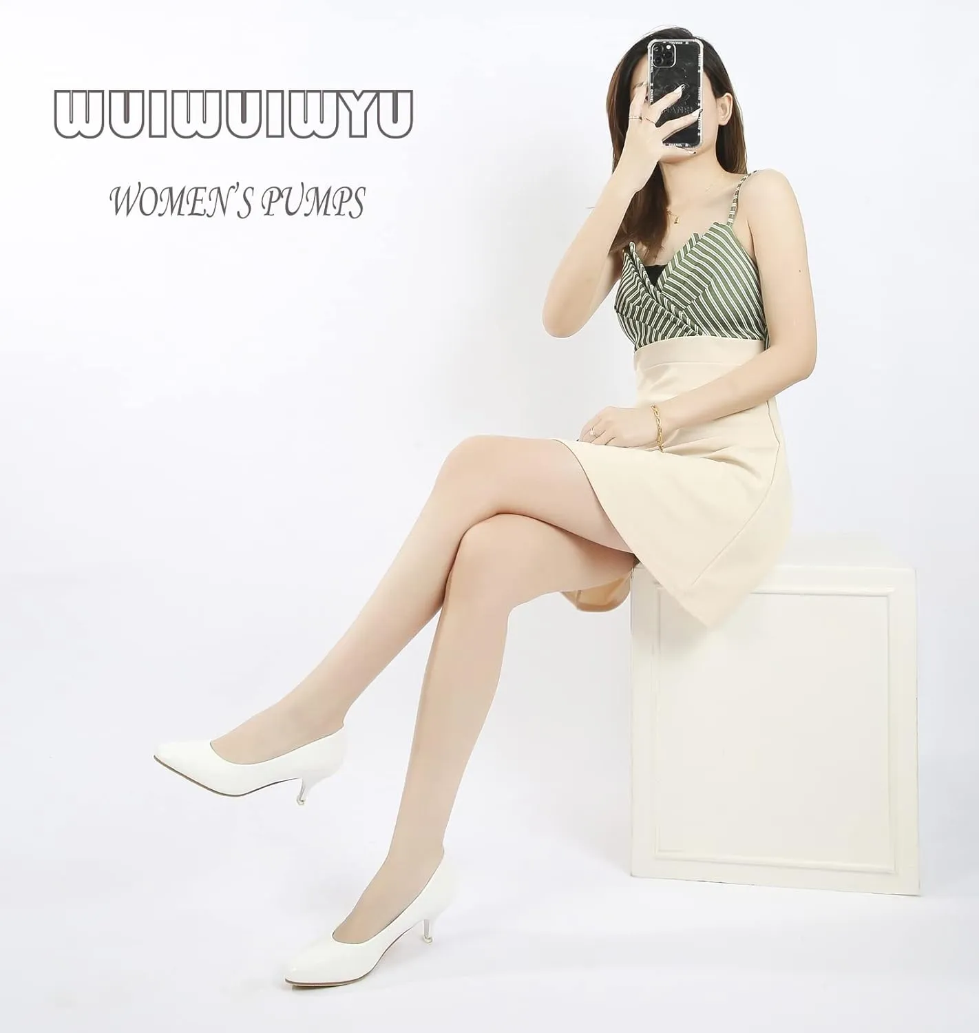 WUIWUIYU Womens Lovely Colors Low Kitten Heel Pointed Toe Dress Work Wedding Pumps Bridal Heeled Shoes