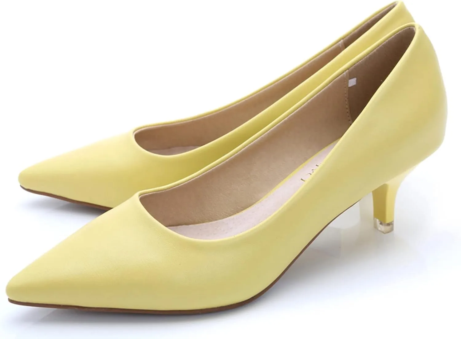 WUIWUIYU Womens Lovely Colors Low Kitten Heel Pointed Toe Dress Work Wedding Pumps Bridal Heeled Shoes