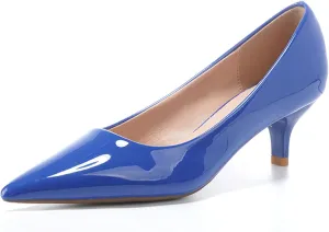 WUIWUIYU Womens Lovely Colors Low Kitten Heel Pointed Toe Dress Work Wedding Pumps Bridal Heeled Shoes