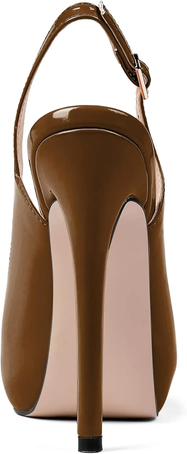 YODEKS Women's Peep Toe High Heel Slingback Pumps Platform Party Dress Shoes