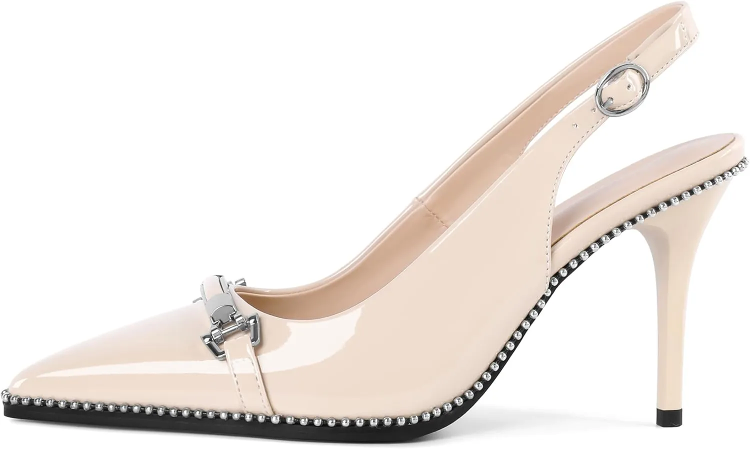 YODEKS Women's Slingback Heels Pointed Toe Beaded High Heel Pumps 3.5 Inch Shoes US Size 5-13