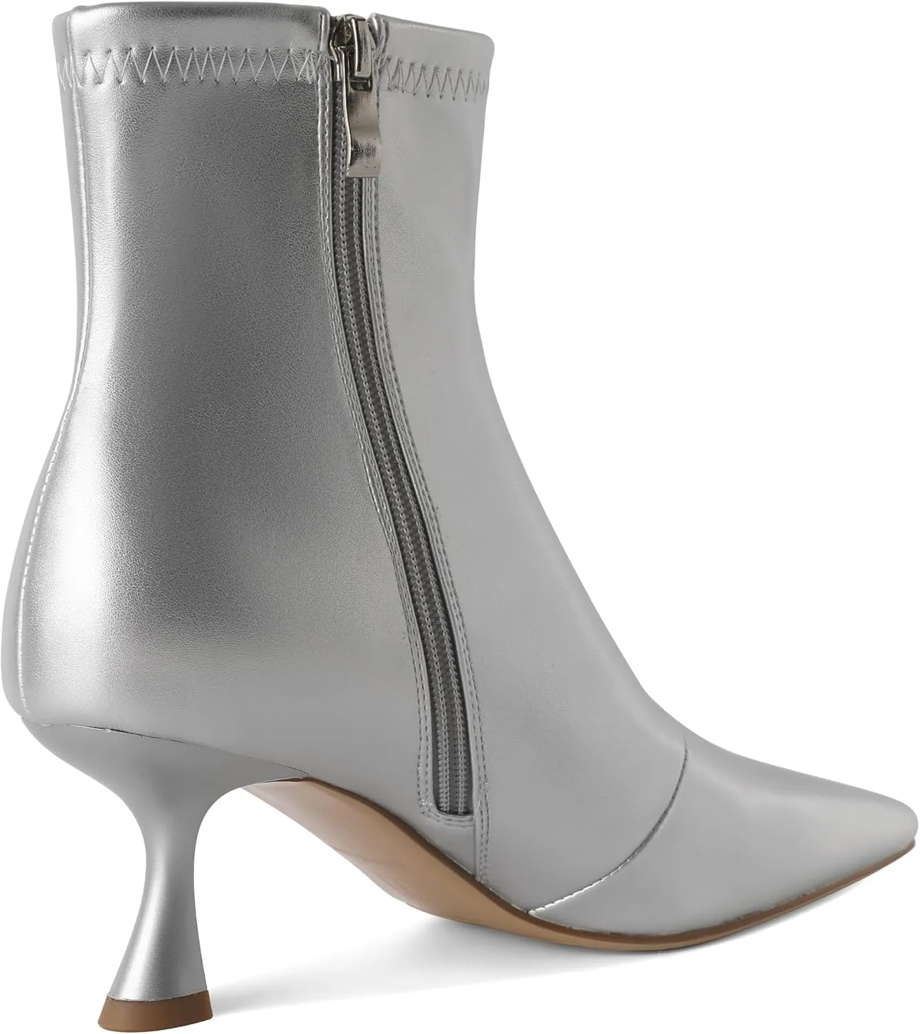 Zamikoo Ankle Boots for Women Low Heel Square Pointed Toe Stretch Kitten Heels Short Booties Side Zipper 2.5 Inches