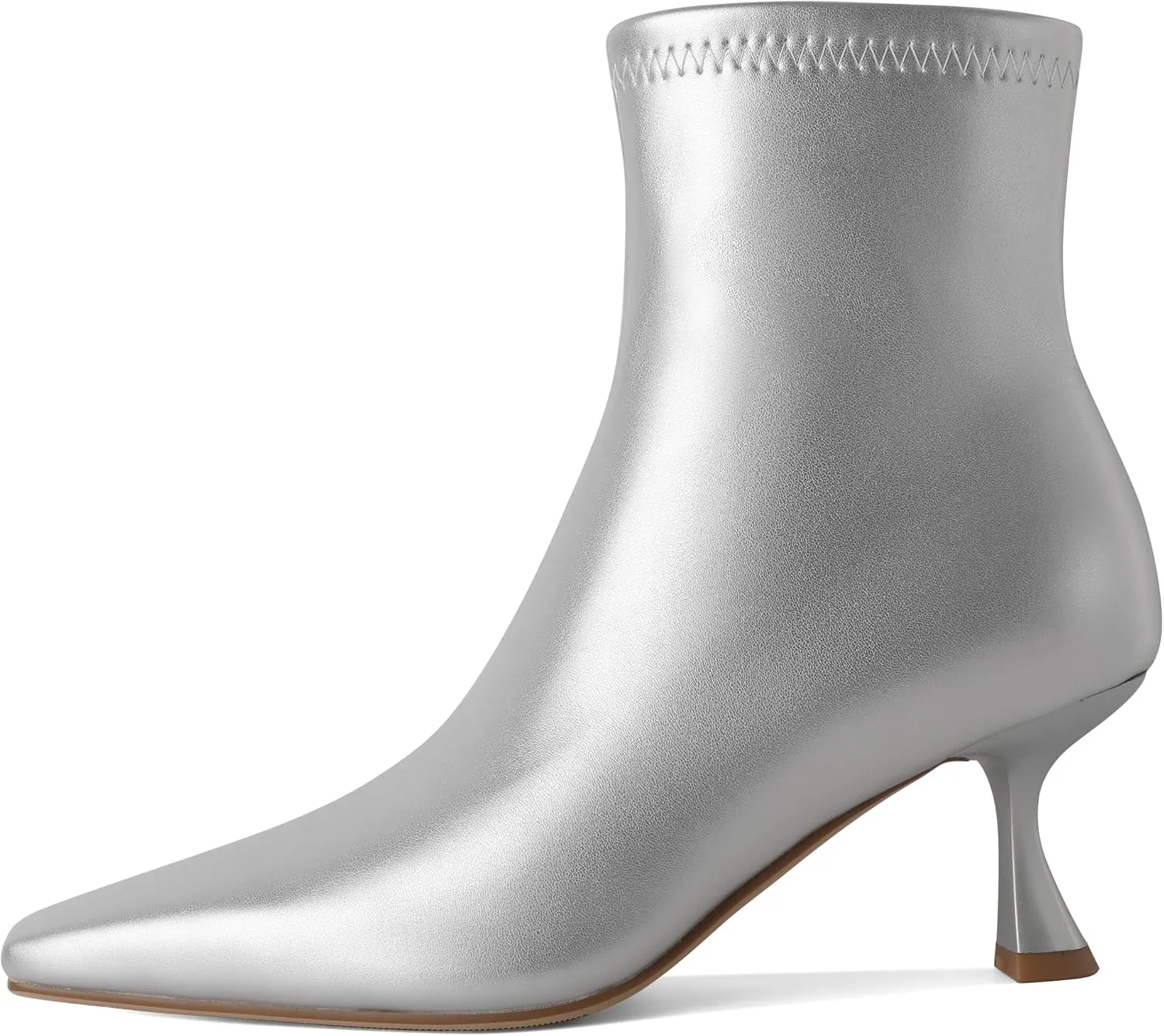 Zamikoo Ankle Boots for Women Low Heel Square Pointed Toe Stretch Kitten Heels Short Booties Side Zipper 2.5 Inches