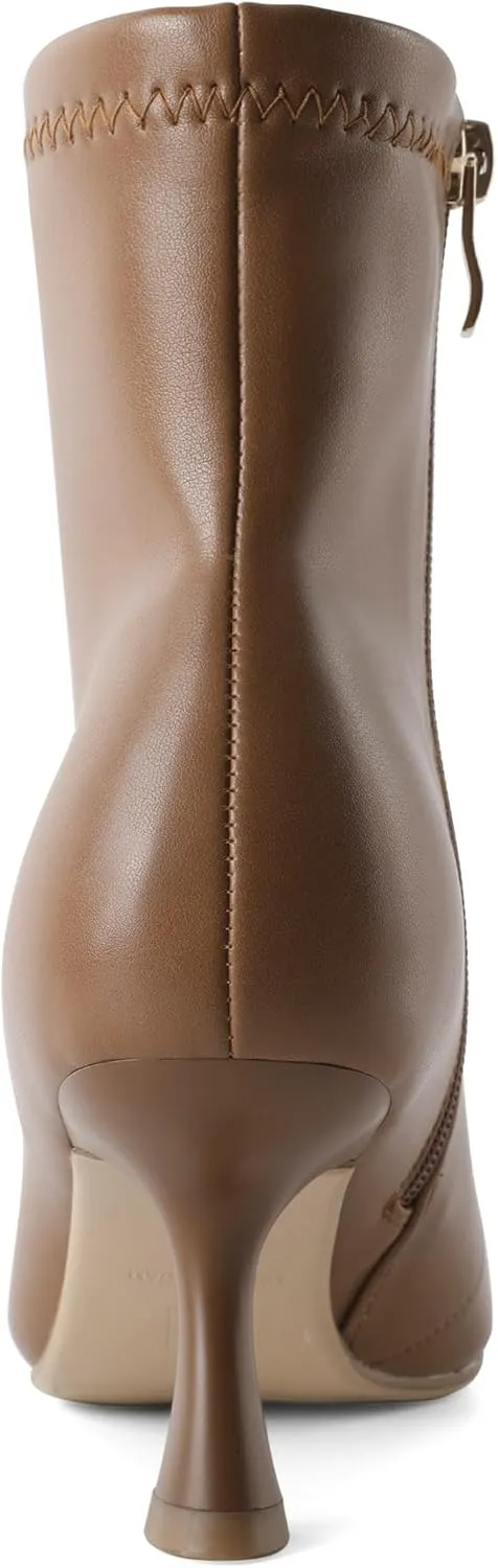 Zamikoo Ankle Boots for Women Low Heel Square Pointed Toe Stretch Kitten Heels Short Booties Side Zipper 2.5 Inches