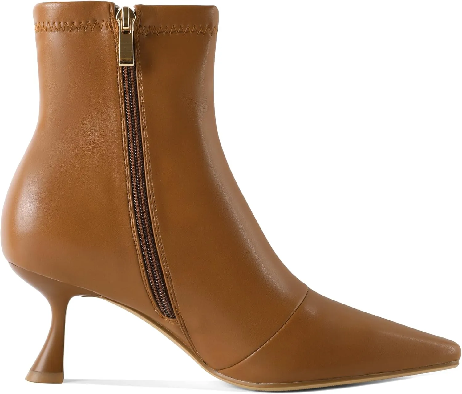 Zamikoo Ankle Boots for Women Low Heel Square Pointed Toe Stretch Kitten Heels Short Booties Side Zipper 2.5 Inches