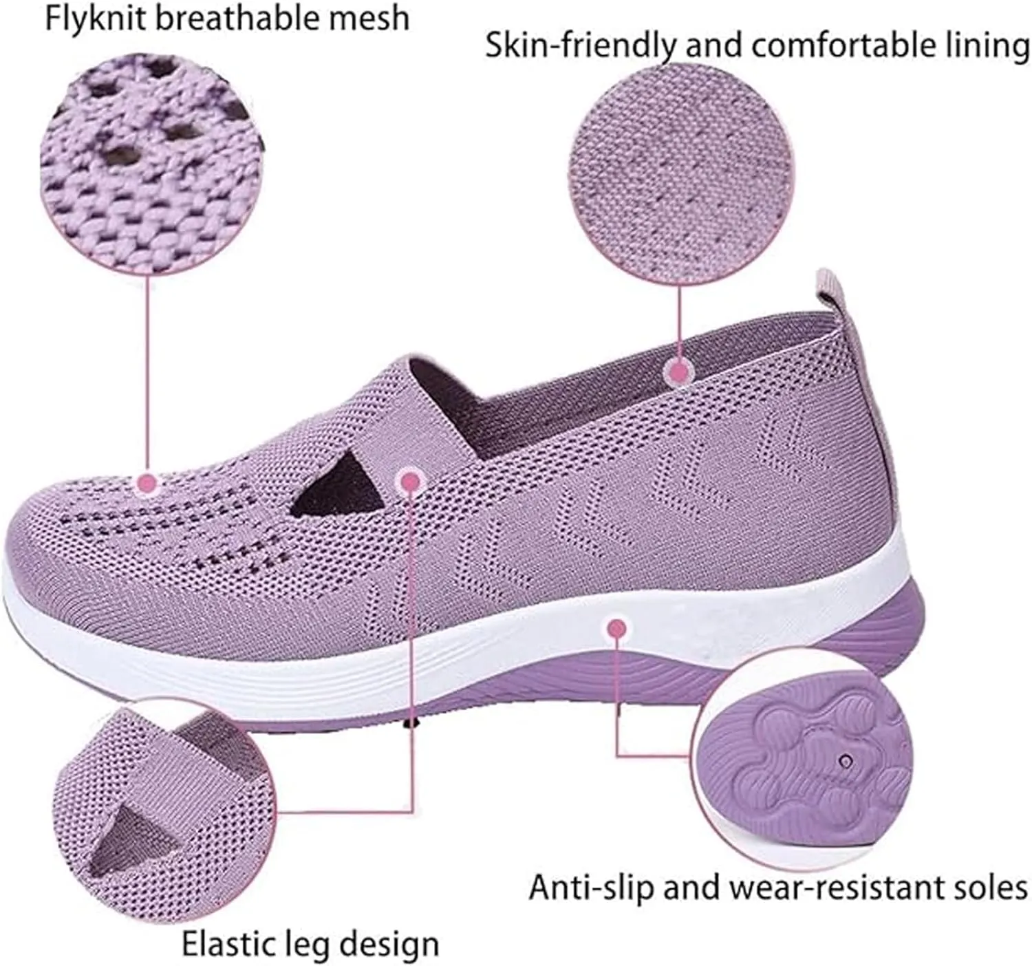 Zapatos Ortopdicos para Mujer Ligeros y Anchos, Women's Orthopedic Walking Shoes Slip on Trainers Comfortable Casual Athletic Shoe Soft Soled Arch Support Hands-Free Sneakers