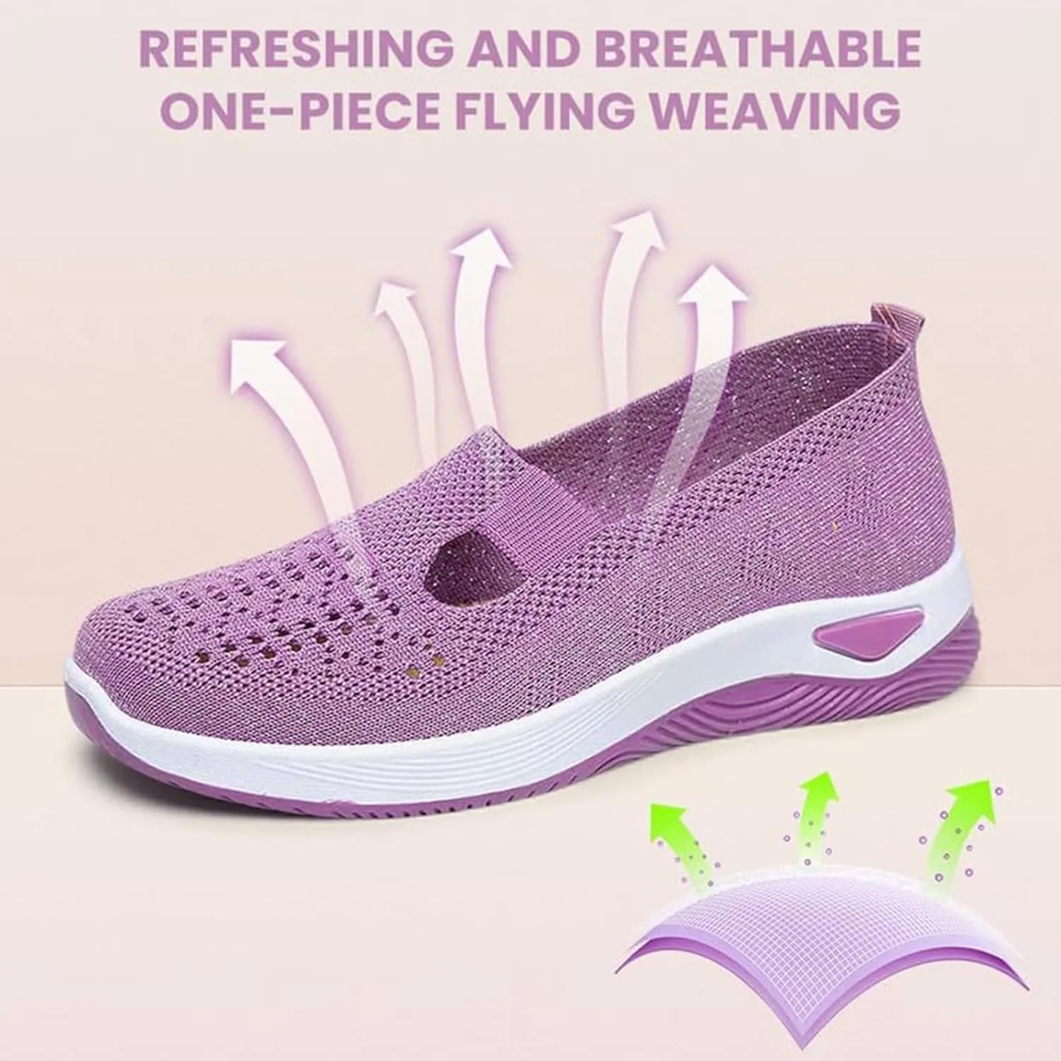 Zapatos Ortopdicos para Mujer Ligeros y Anchos, Women's Orthopedic Walking Shoes Slip on Trainers Comfortable Casual Athletic Shoe Soft Soled Arch Support Hands-Free Sneakers
